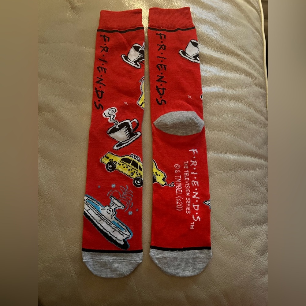 FRIENDS Red Socks with Gray Accents